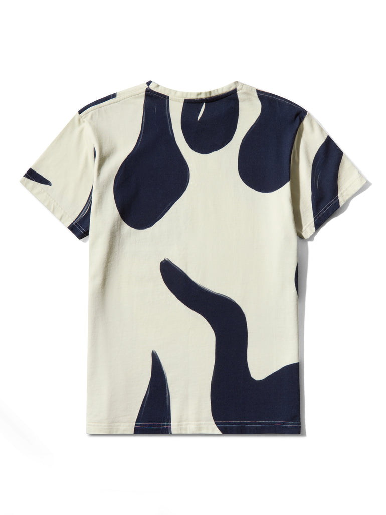 image of organic cotton T-shirt in Rivage print back view by Bas Bains