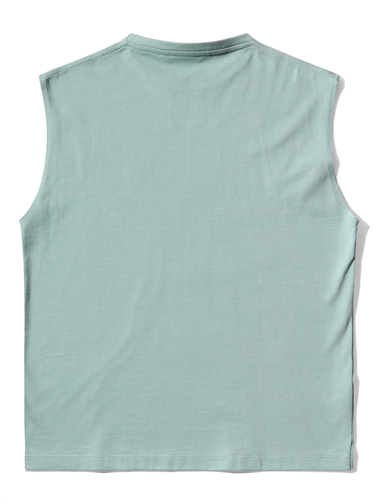 image of organic cotton tank top in Menta green back view by Bas Bains